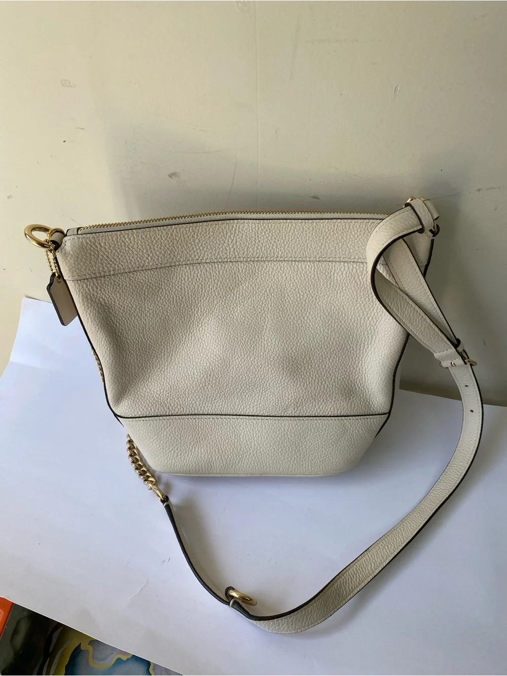Coach Paxton Duffle F72692 Chalk White Pebble Leather Crossbody Bag Y2K
